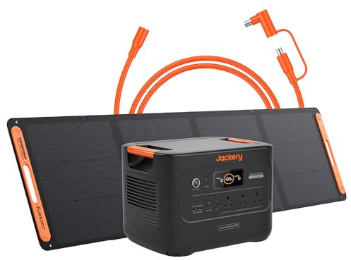 Jackery Explorer 3000V2 Solar Generator + 200W Solar Panel + 5M Extension Cable, 3072Wh LiFePO4, 2990W Output, Portable Power Station for Home Use, RVs, Camping & Emergency Backup