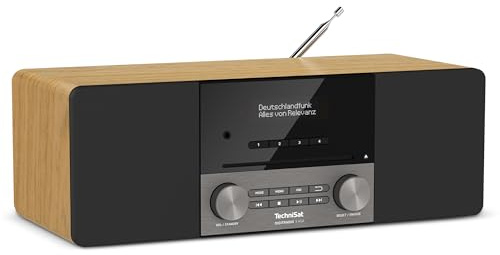 TechniSat DIGITRADIO 3 ASA – DAB+ Kompaktanlage mit Automatic Safety Alert | UKW, CD‑Player mit Resume, Bluetooth, USB, AUX-In, Kopfhöreranschluss, OLED‑Display, Radiowecker, 20  W RMS, Stereo, Eiche