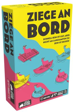 Exploding Kittens, Ziege an Bord, Schnelles Partyspiel, Deutsch | Verrücktes Reaktionsspiel für 2-6 Spieler, 10 Minuten, Kartenspiel ab 7 Jahren