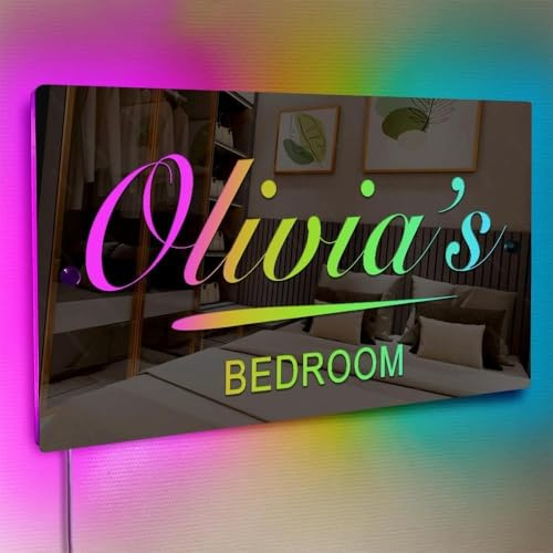 Personalisiertes LED-Namens-Lichtschild – individueller Spiegel mit Namen – Wandleuchte für Schlafzimmer, Party, Geschäft, Bar, Salon, Hochzeit