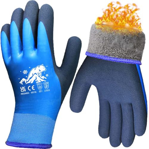 PROGANDA Waaserdichte Winter Arbeitshandschuhe Gartenhandschuhe für Herren und Damen, Fleece Liner Warme Thermohandschuhe für kaltes Wetter