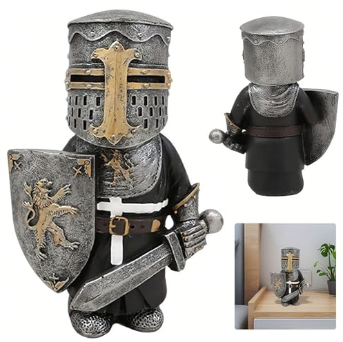 TELAOBAN Gothic Ritter Wächter Zwerg, Gartenzwerge Ritter Figur, Mittelalter Miniatur Europäische Ritter, Ritter Wächter Skulptur, Gartenzwerg Ritter, Für Innenhöfe, Rasenflächen Dekorationen