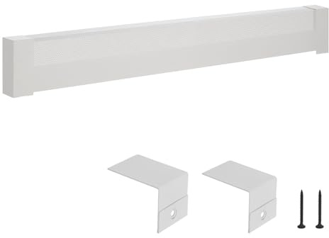VEVOR Baseboard Heater Covers, Basic Series 1526 mm Standard Electric Heating Unit Front Cover for Home Improvement, Heavy-duty Steel, Easy Installation for Bedroom Replacing Old Cover, White