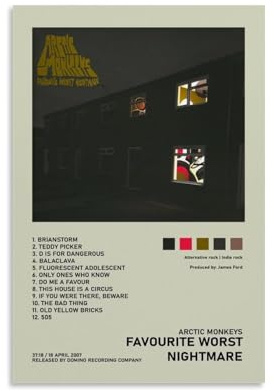 HWUEWQLERJI Arctic Monkeys 1 Poster, Wandkunst, Vintage-Poster, dekoratives Gemälde, ästhetische Leinwand-Dekoration für Wohnzimmer, Schlafzimmer, 30 x 45 cm, ungerahmter Stil