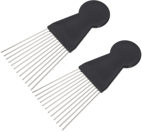COLLBATH 2 Stück-pack Schwarzer Haarkamm aus Edelstahl und Abs für Männer Geeignet für Nasses und Trockenes Lockiges Haar Sicher für Kopfhaut fürs Friseur Styling
