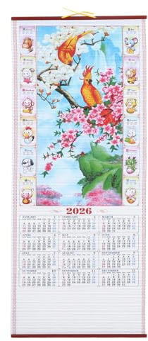 MAGICLULU Wandkalender 2026 – Jahr Des Pferdes, Chinesischer Mondkalender, Hängeplaner aus Rattanimitat, Monatskalender für Die Wand zum Chinesischen Neujahr, Dekoration für Zuhause Und Büro,