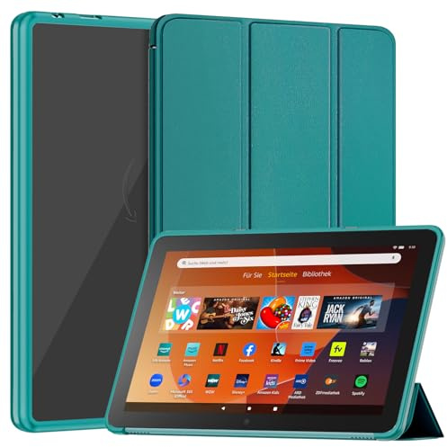 Patamiyar 10 Tablet Hülle für 10,1 Zoll Tablets, Nicht für Universal 10,1 Zoll Tablets,Slim PU Leder Dreifach Faltbare Ständer Hülle Mit Auto Schlaf/Wach -Smaragdgrün