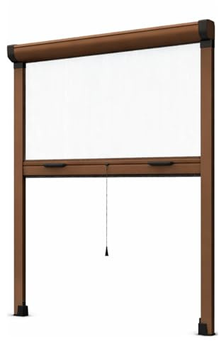 Paluplus Zanzariera Verticale a Rullo di colore Marrone, Tenda Riducibile con Struttura in Alluminio e Chiusura Rallentata, Montaggio semplice e veloce, per zanzare e insetti -3712F -4,3 (100x170 cm)