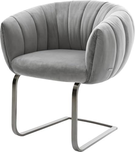 DELIFE Schwingstuhl Jada-Flex Freischwinger flach Graphit Samt Grau Taschenfederkern