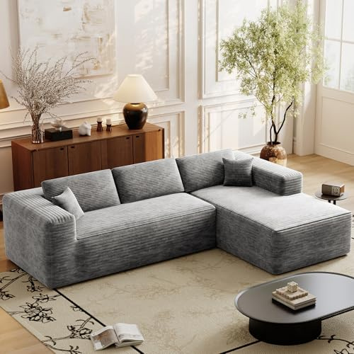 A ALFRESCOOL 275cm Ecksofa Modulares Sofa, Boneless Couch, Grau