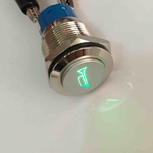 E Support 19mm 12V 5A Auto Verde Luce Corno Momentaneo Interruttore Pulsante Clacson Interruttore a Levetta in Metallo Bilanciere Impermeabile