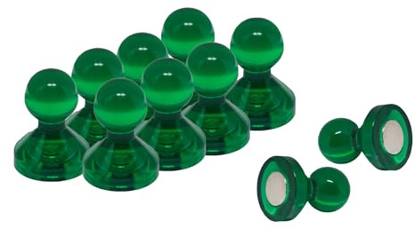 Large Green Acrylic Push Pin Office Magnet for Fridge, Whiteboard, Noticeboard, Filing Cabinet - 21mm dia x 26mm tall - Pack of 100