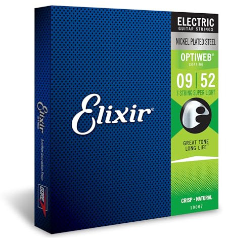 Elixir® Saiten 7-Saiter E-Gitarrensaiten mit OPTIWEB® Beschichtung, Super Light (.009-.052)