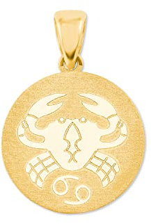 Amor Motivanhänger Unisex Damen Herren Anhänger, Gold, Krebs, Kommt in Schmuck Geschenk Box, 2020784
