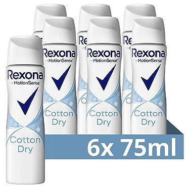 Rexona MotionSense Deo Spray Cotton Dry Compressed - Anti-Transpirant mit 48 Stunden Schutz gegen starkes Schwitzen und Körpergeruch - 75 ml (6er-Pack)