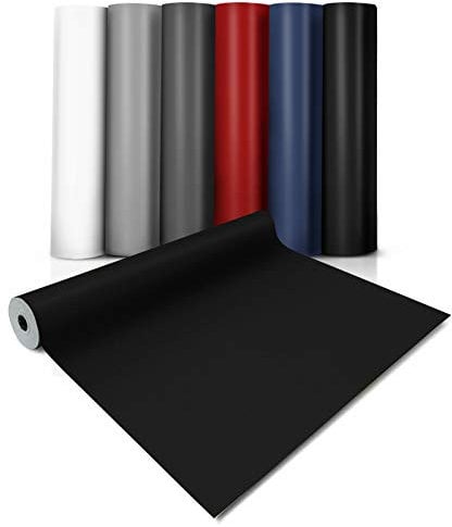 casa pura Rivestimento per pavimenti in PVC senza colla, pellicola in vinile per pavimenti, mobili e pareti, rotolo al metro in tinta unita, ultra resistente all'usura, durevole a lungo termine, nero
