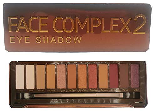 FACE COMPLEX Professional Makeup Palette Ombretti Brownie Palette, Pigmenti Pressati, 12 Tonalità, Effetto Glitter and matte, CONFEZIONE DA 1