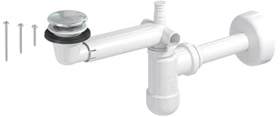 PREVEX Preloc Universal-Platzspar-Siphon für Badwaschbecken mit verchromtem Pop-Up | aus recyceltem Kunststoff