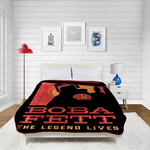 Star Wars The Book of Boba Fett Decke – Maße: 157,5 x 228,6 cm – lichtbeständiges, superweiches Fleece (offizielles Star-Wars-Produkt)