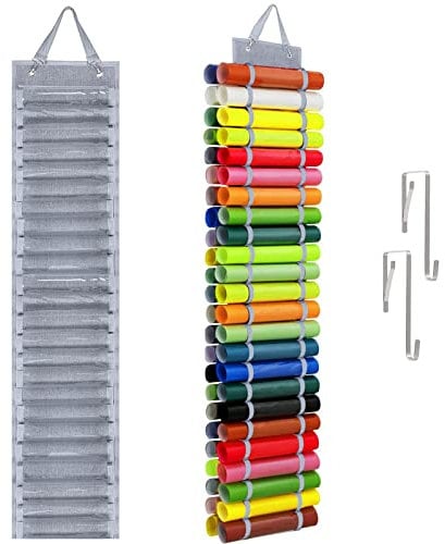 DecroXmas Vinyl Rolls Storage Organizer Vinyl aufbewahrungsregal with 48 Compartments Holder Wall Mount Vinyl Storage for Craft Room Grau