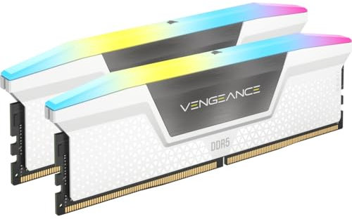 Corsair VENGEANCE RGB DDR5 RAM 32GB (2x16GB) 5600MHz CL36 Intel XMP iCUE Kompatibel Computer Speicher - Weiß (CMH32GX5M2B5600C36WK)