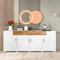 Merax Buffet de Rangement Moderne avec 4 Portes et 2 tiroirs - Meuble de Rangement - Armoire d'appoint avec Beaucoup d'espace de Rangement - Buffets pour Salle à Manger, Salon, Cuisine, Blanc