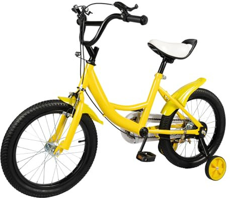 NadineDutol 16 Zoll Universal Kinderfahrrad Kinderrad Cruiser,Junge Mädchen Anfängerfahrrad Kid's Bike Kinderfahrrad Universal Kinderrad Fahrrad Spielrad für 5-7 Jahre (Gelb)