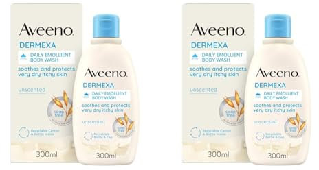 Aveeno Dermexa Daily Emollient Body Wash, Gently cleanses and Soothes, For Very Dry Itchy Also Eczema Prone Skin, 300 ml(Packaging may vary) (Pack of 2)