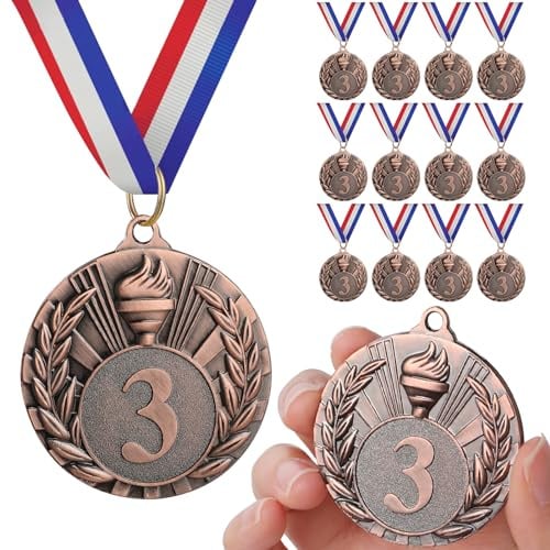 GeeRic Medaille für Kinder, 12 Stück Gewinner medaillen für Schule Kinder Sieger Medallien Super Medallien Podium Kindergeburtstag Kinder lieben Diese Medallien