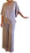 Tomwell Hosenanzug Damen Festlich Elegant Große Größen Tüll Abendanzug Sets Zweiteiler Hohe Taille 2-Teiliges Set Outfit Hochzeit Cocktail Party B Khaki XXL