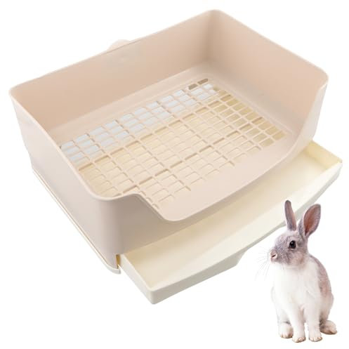 volumoon Caja de Arena de Conejo, Bandeja de Basura de Conejo con cajón extraíble, Caja de Arena de Jaula de Conejo de Gran para Conejo, Conejillo de Indias o Hurones, 40x30x16cm