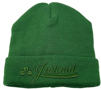 SUPER GREEN Irland Beanie mit Kleeblattgrün Strickmütze, Einheitsgröße, Grün, Einheitsgröße