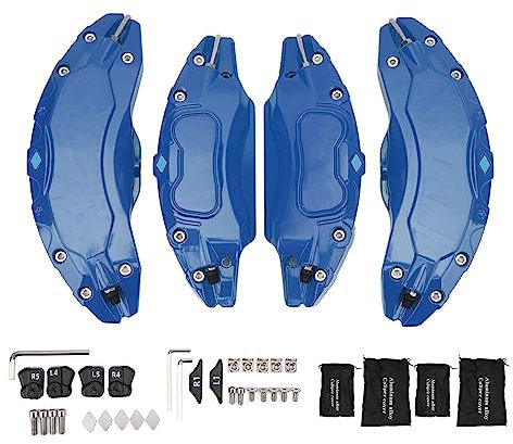 Klanata-Set mit 4 Bremssattelabdeckungen aus Aluminiumlegierung, 19-20-Zoll-Räder, verbessert die Ästhetik und den Schutz des Bremssattels (Blue)