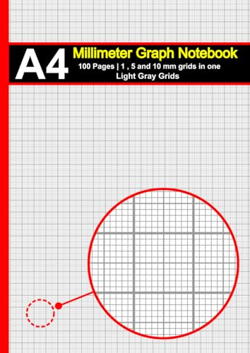 A4 Millimeter Graph Paper Notebook: A4 | 100 Pages | Light Gray Grids | Combined 1 mm, 5 mm, and 10 mm Square Grids | Ideal for Precision Drawings, Graphs, and Diagrams.