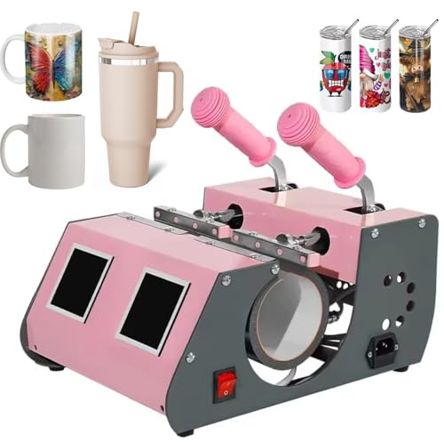 Machine à Chaleur Double Dessous De Verre pour Gobelet Et Mug De 40 Oz Presse Portative Sublimation Tumbler 600w avec écran Tactile Contrôle De Température Indépendant Machine à Cuire Tasse
