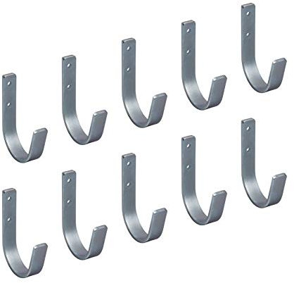 Gedotec Wandhaken Metall Gerätehalter zum Schrauben für Garage & Leiter | Metallhaken 70 x 110 mm | stabiler Universalhaken zum Schrauben | 10 Stück - Schwerlast-Haken für Geräte-Halterungen - U Haken