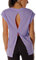 icyzone Damen Fitness-Trainings Kurzarm Shirt Yoga Top Loose Fit Rückenfrei Sport T-Shirt (L, Lavender)