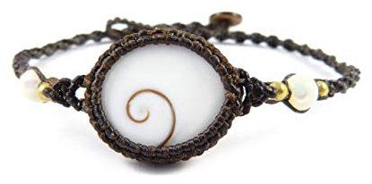 Fußband mit Shiva Auge und Perlmutt Perlmutt - Thailand Makramee Fußkettchen Tribal Surfer Stil