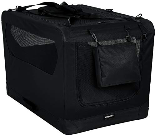 Amazon Basics - Hochwertige Haustier-Transportbox, faltbar, weich - 91 cm, SCHWARZ