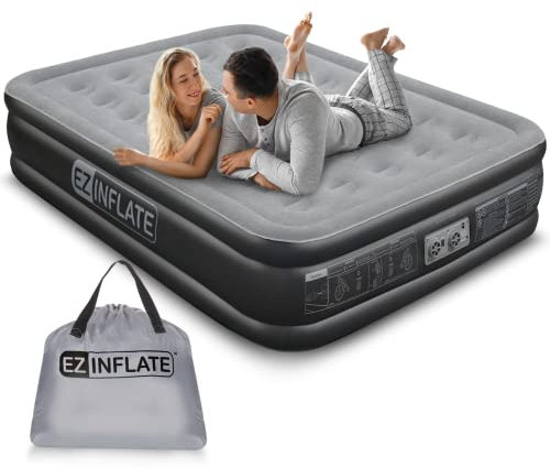 EZ INFLATE Ez Gonfiare Materasso Matrimoniale Aria Ad Alta Regina con Costruito in Pompa, Materassino, Materasso Gonfiabile, Esplodere Letto||Regina