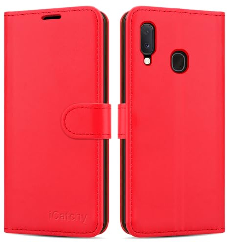 For Samsung Galaxy A20e Case Wallet Book [Stand View] Card Case Cover Magnetic Closure [Kickstand] Full Protection Premium Leather Folio Case Compatible with Samsung Galaxy A20E Phone Cover (Red)