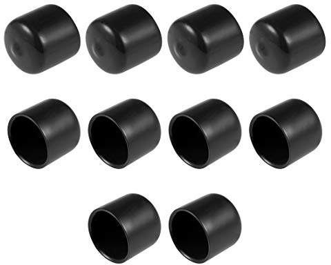 sourcing map Rubber End Caps 23mm ID Round Capver Scre 10pcs Black | Vinyl Round Tube Bolt Cap Cover Thread Protectors