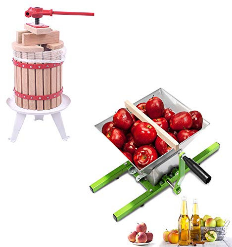 HENGMEI 6L Obstpresse Fruchtpresse Saftpresse Weinpresse Maischepresse + 7L Obstmühle Obstzerkleinerer