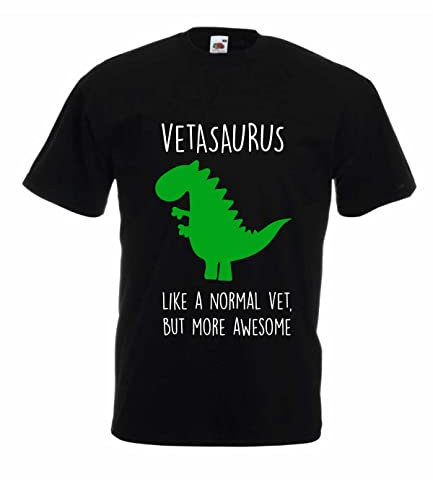 60 Second Makeover Limited Vetasaurus, Like a Normal Vet But More Awesome, Men's Black Dinosaur Tshirt Size - L