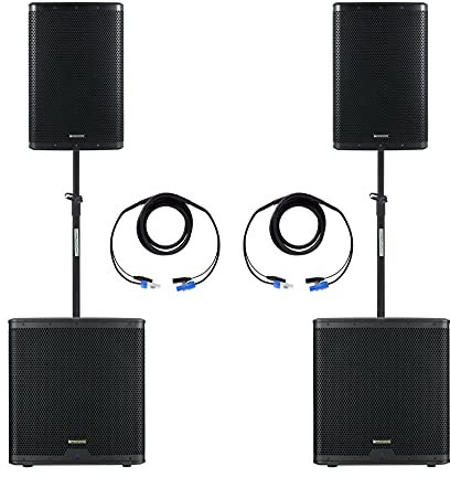 Pronomic Powerstage Concert 1815 2.2 - aktives PA-Set mit 2x 18-Subwoofer und 2x 15-Satelliten - 2600 Watt Gesamtleistung (RMS) - inklusive Distanzrohre und Kabel