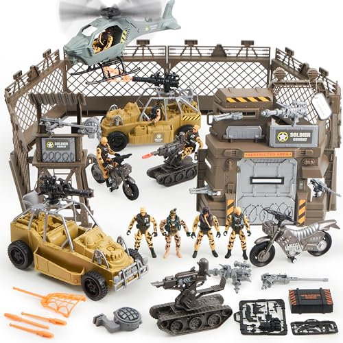 JOYIN Militärstützpunkt Spielzeug Set einschließlich Militärstützpunkt, Militärfahrzeuge,Actionfigure