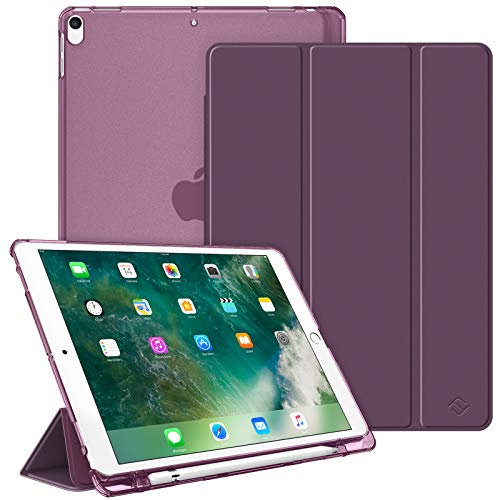 FINTIE Funda para iPad Air 10.5 (3.ª Gen) 2019/iPad Pro 10.5 2017 con Soporte Integrado para Pencil - Trasera Transparente Mate Carcasa Ligera con Auto-Reposo/Activación, Morado