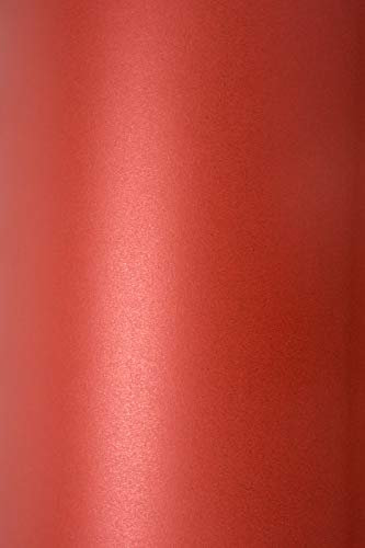 Netuno 10x Bastel-Papier Perlmutt-Rot DIN A5 148x 210 mm 125g Sirio Pearl Red Fever Glanzpapier schimmernd Perlglanz Papier Metallic-Effekt Pearl-Papier Perlmuttglanz Dekor-Papier edel