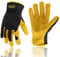 HANDLANDY Work Gloves for Men Women, Utility Leather Gardening Gloves - Safety Working Gloves Cowhide Dexterity & Breathable Design (S, Yellow)