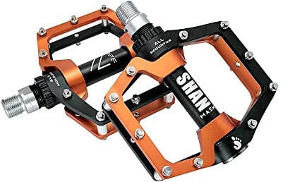 Pozzobon 9/16 Fahrradpedale CNC Aluminium Mountainbike Fahrrad Pedale, rutschfeste Pedalen mit 3 Abgedichtete Lager für MTB BMX Rennrad Trekking Road Bike City Bike 328 (Orange)